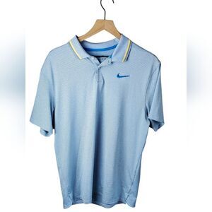 Nike Blue & White Pinstriped Golf Polo Shirt